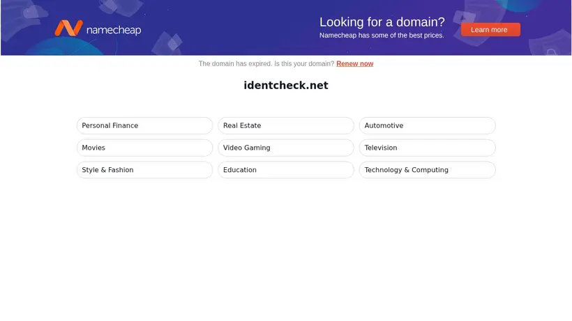 iDentcheck homepage screenshot