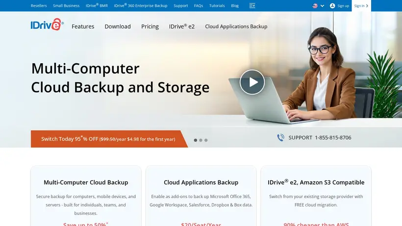 iDrive homepage screenshot