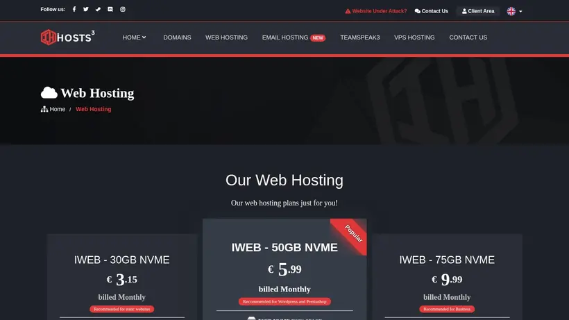 iHosts3 homepage screenshot