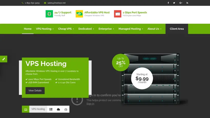 iHost VPS homepage screenshot