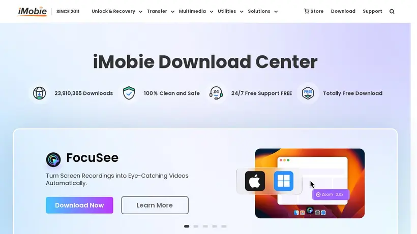 iMobie homepage screenshot