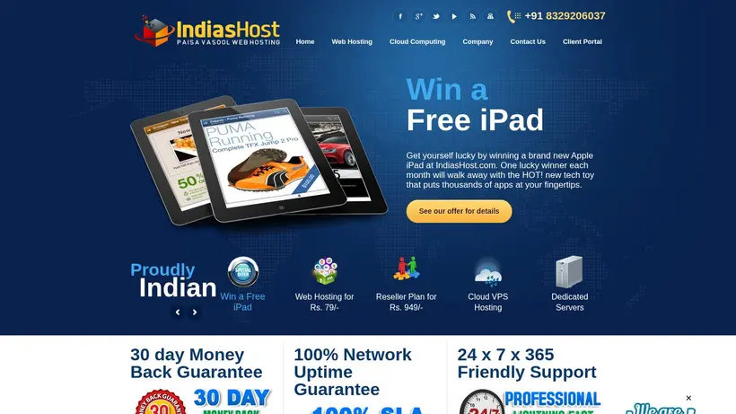 IndiasHost homepage screenshot