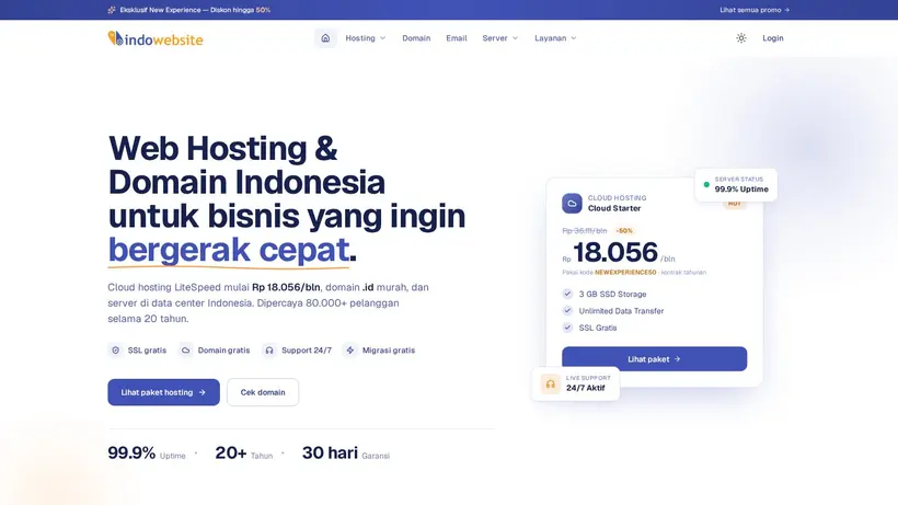 Indo Website homepage screenshot