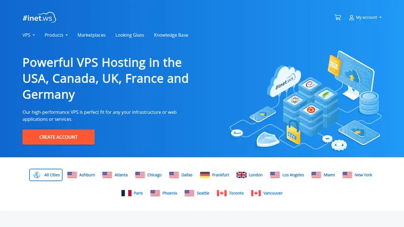 Cloud inet.ws homepage screenshot