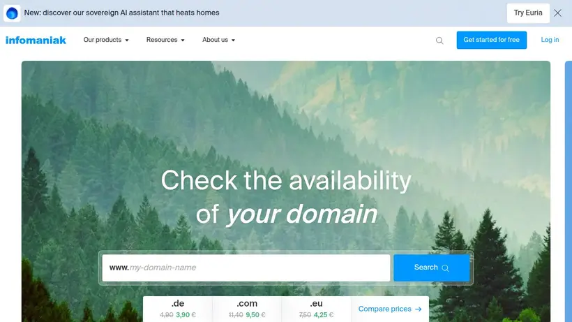 Infomaniak homepage screenshot