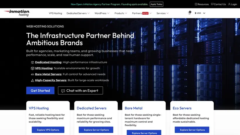 InMotionHosting homepage screenshot