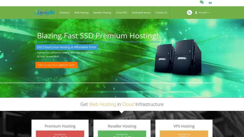 Insight Web Hosting homepage screenshot