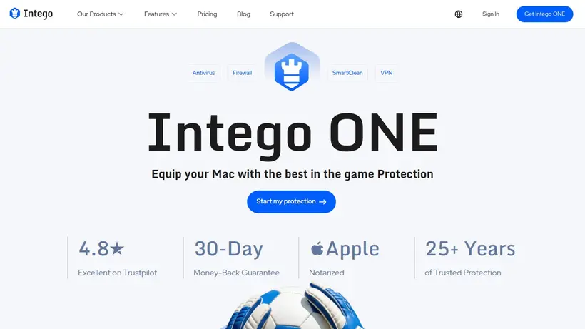 Intego Antivirus Security homepage screenshot