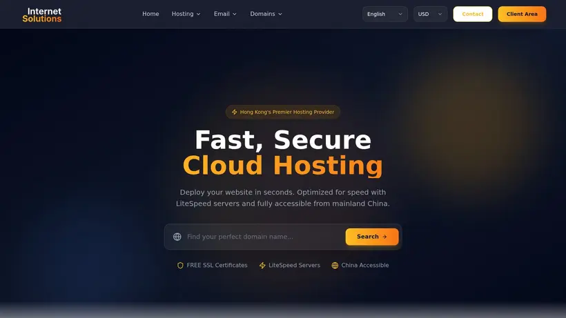internet Solutions homepage screenshot