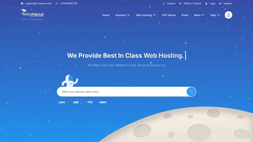 Intro Nexus homepage screenshot