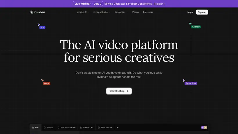In Video homepage screenshot