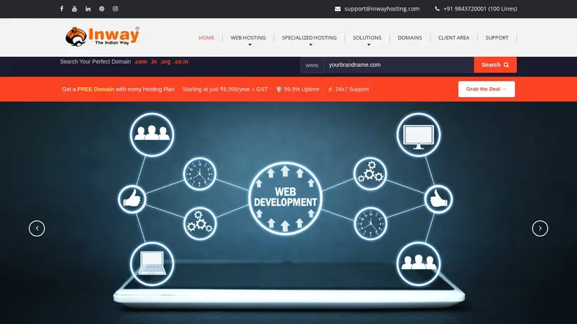 Inway Hosting homepage screenshot