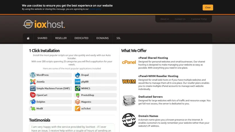 Iox Host homepage screenshot