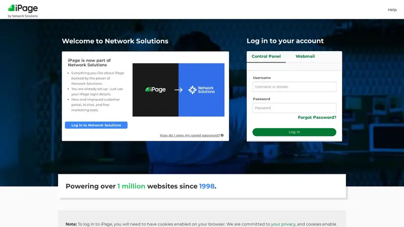 iPage homepage screenshot