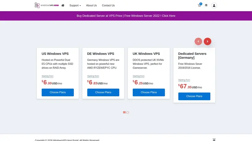 iPortal Host homepage screenshot