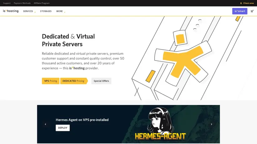 IS Hosting homepage screenshot