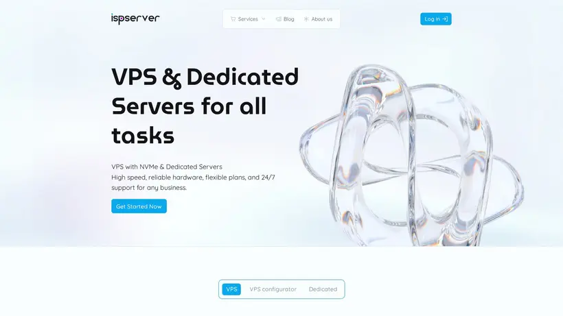 ISPServer homepage screenshot