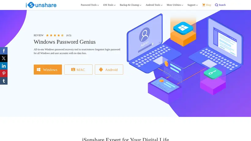 iSunshare homepage screenshot