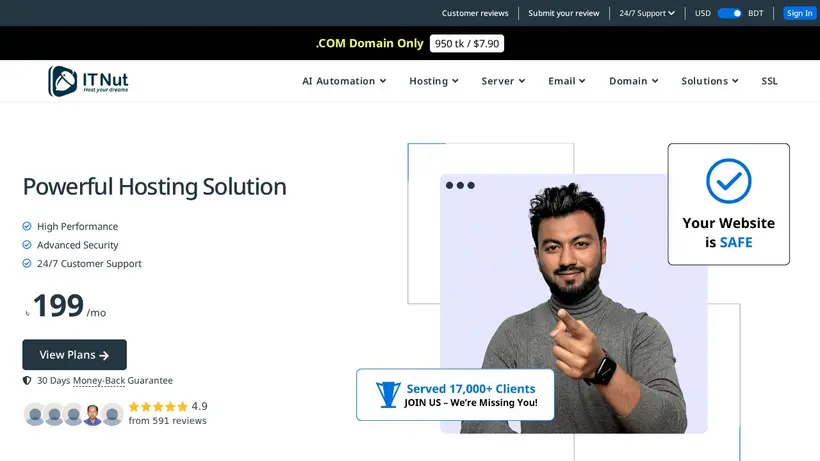 IT Nut Hosting homepage screenshot