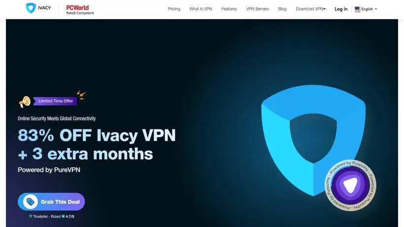 Ivacy VPN homepage screenshot