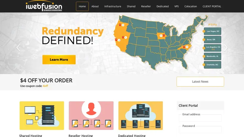 iWeb Fusion homepage screenshot