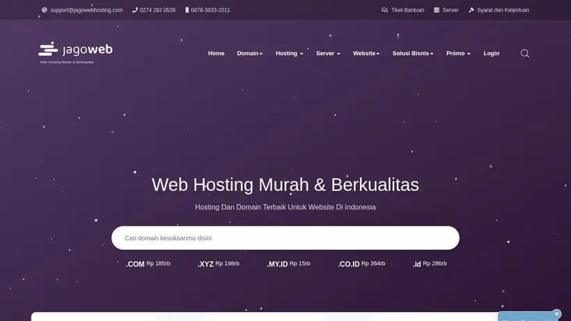 Jago Web homepage screenshot