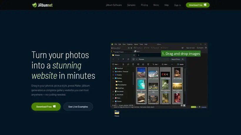 jAlbum homepage screenshot