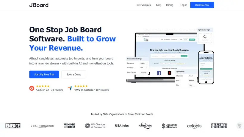 Jboard homepage screenshot