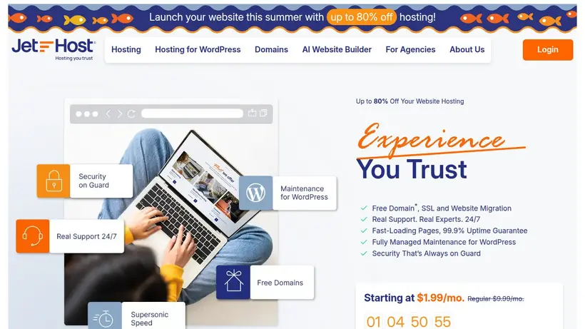 Jet Host homepage screenshot