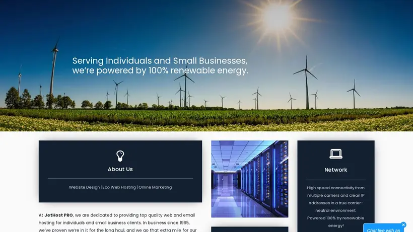 JetHostPro homepage screenshot