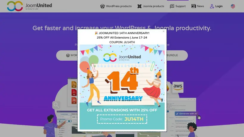 JoomUnited homepage screenshot