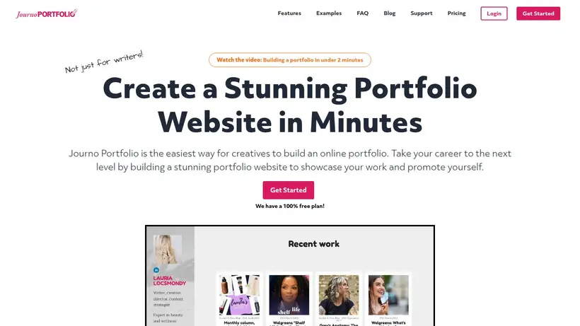 Journo Portfolio homepage screenshot