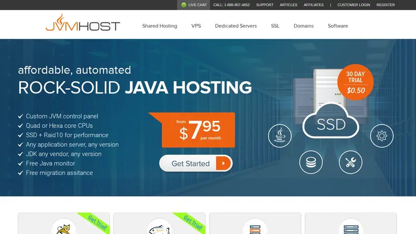 JVM Host homepage screenshot
