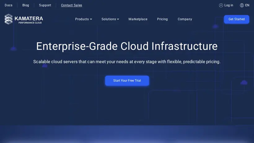 Kamatera homepage screenshot