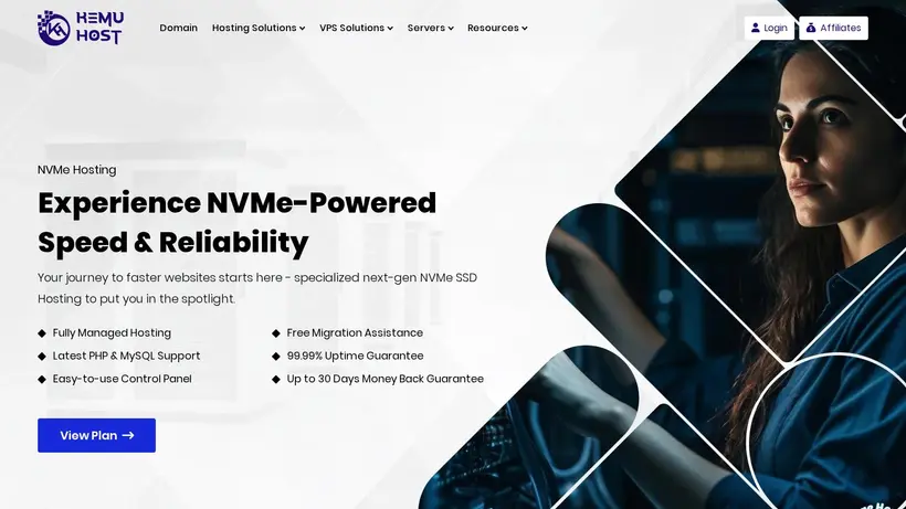 Kemu Host homepage screenshot