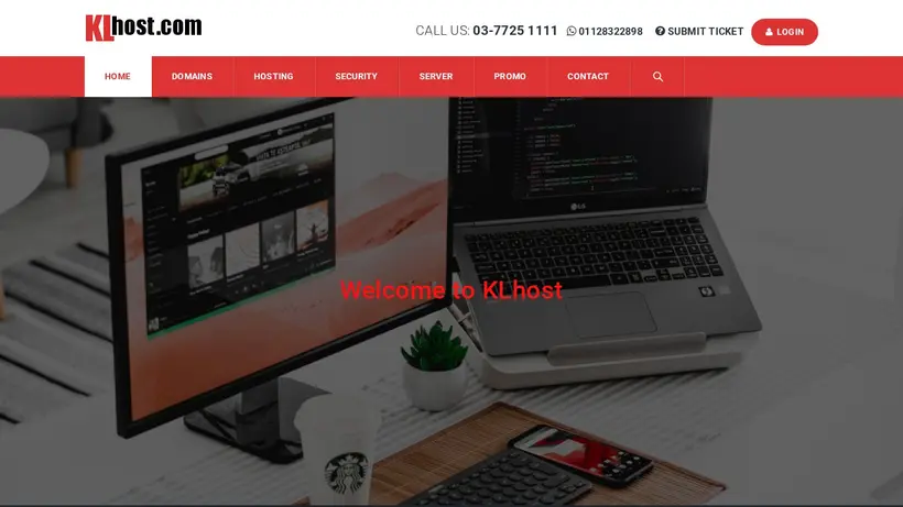 Klhost homepage screenshot