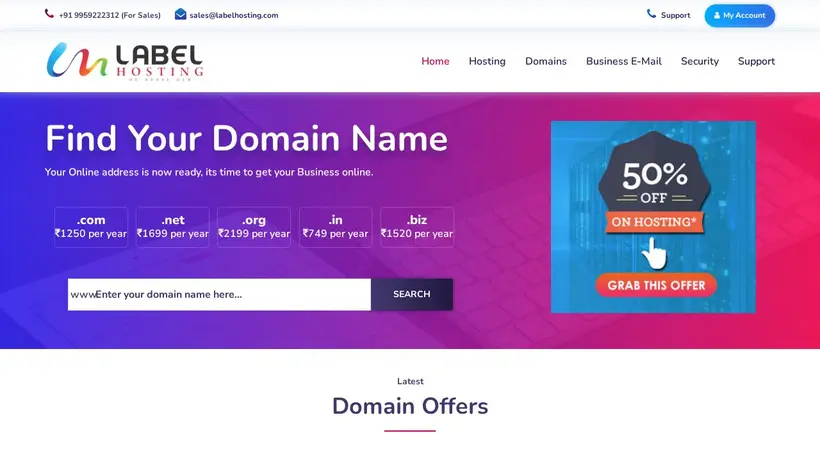 Label Hosting homepage screenshot