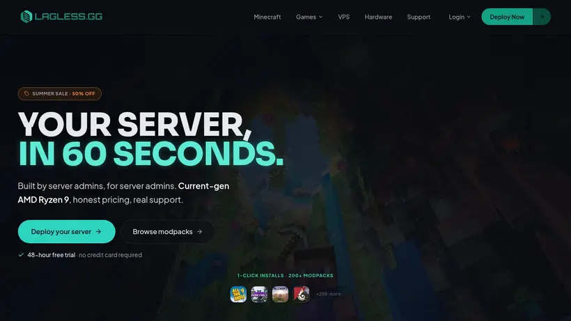 Lagless homepage screenshot