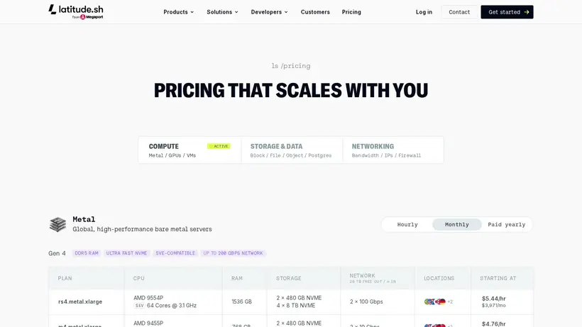 Latitude.sh homepage screenshot