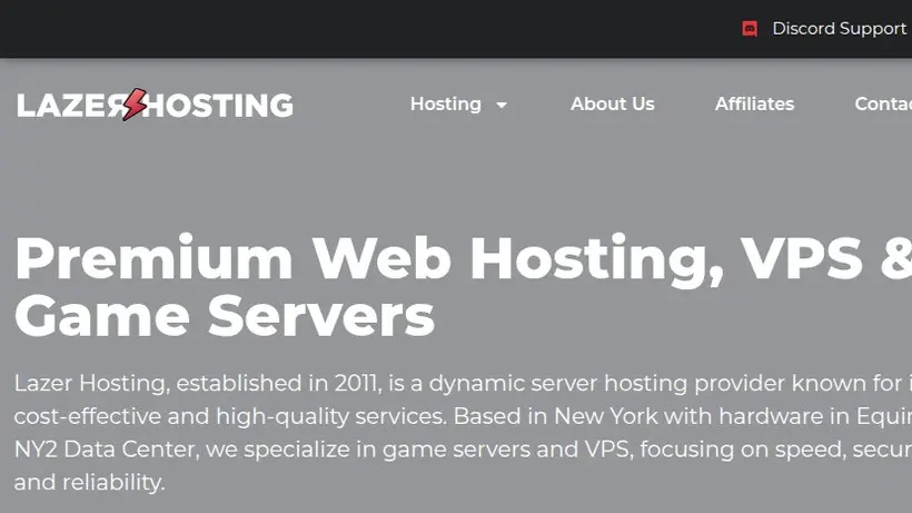 Lazer Hosting homepage screenshot