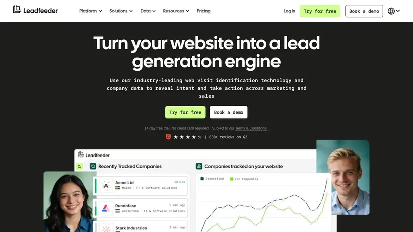 Lead Feeder homepage screenshot