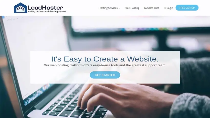 LeadHoster homepage screenshot