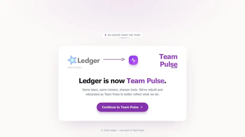 Ledger Teams homepage screenshot