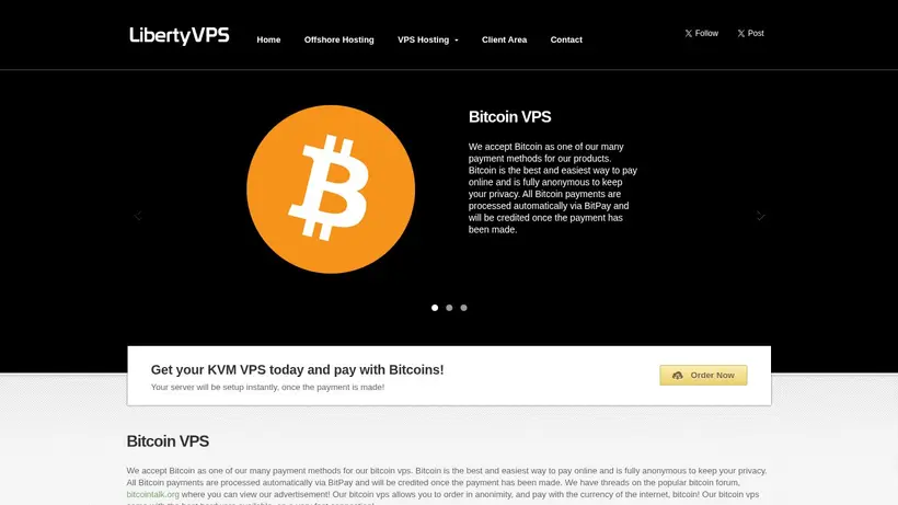 Liberty VPS homepage screenshot