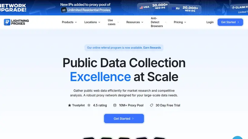 Lightning Proxies homepage screenshot