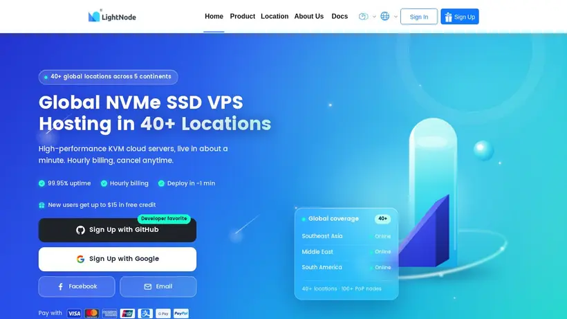 Light Node homepage screenshot