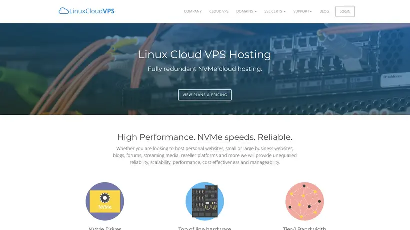 Linux Cloud VPS homepage screenshot