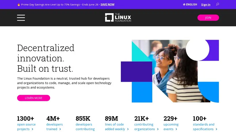 LinuxFoundation homepage screenshot