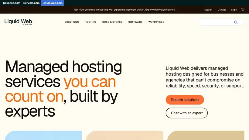 Liquid Web homepage screenshot