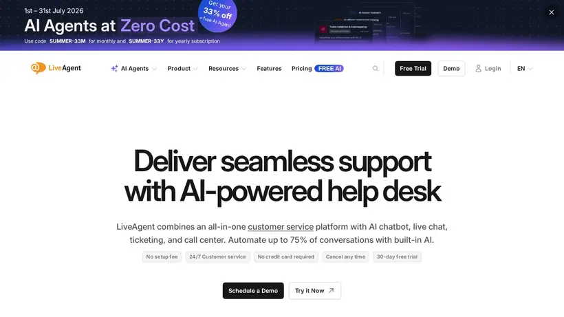 Live Agent homepage screenshot